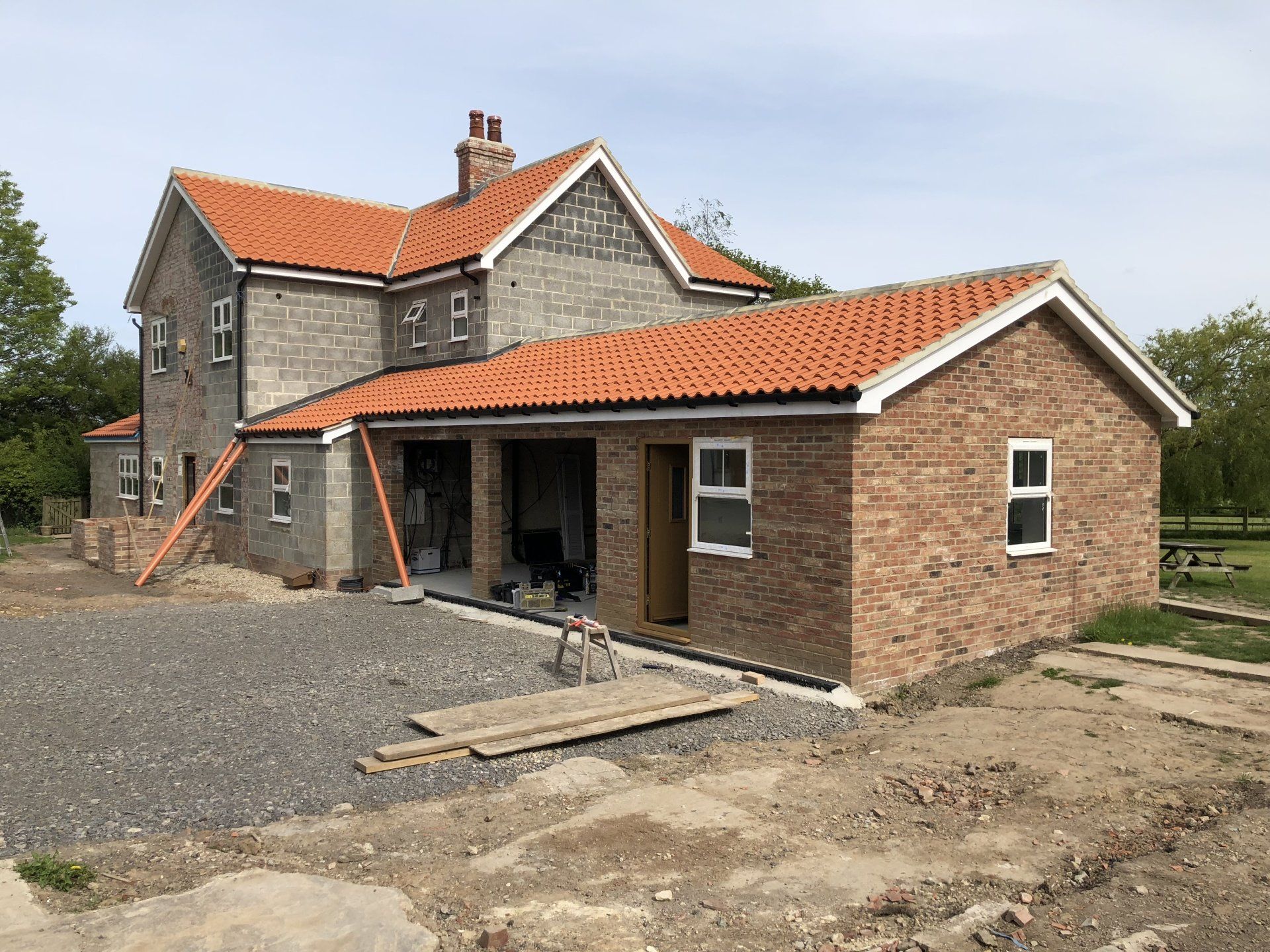 Double garage & office - during