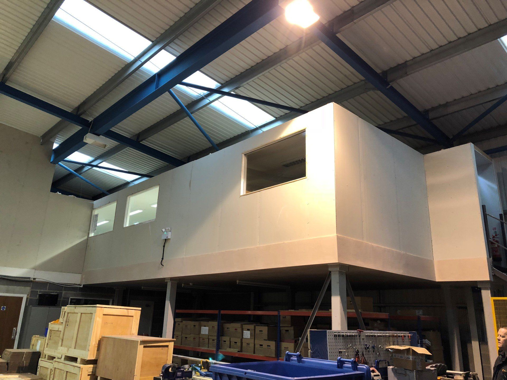 Fire proofing a mezzanine office