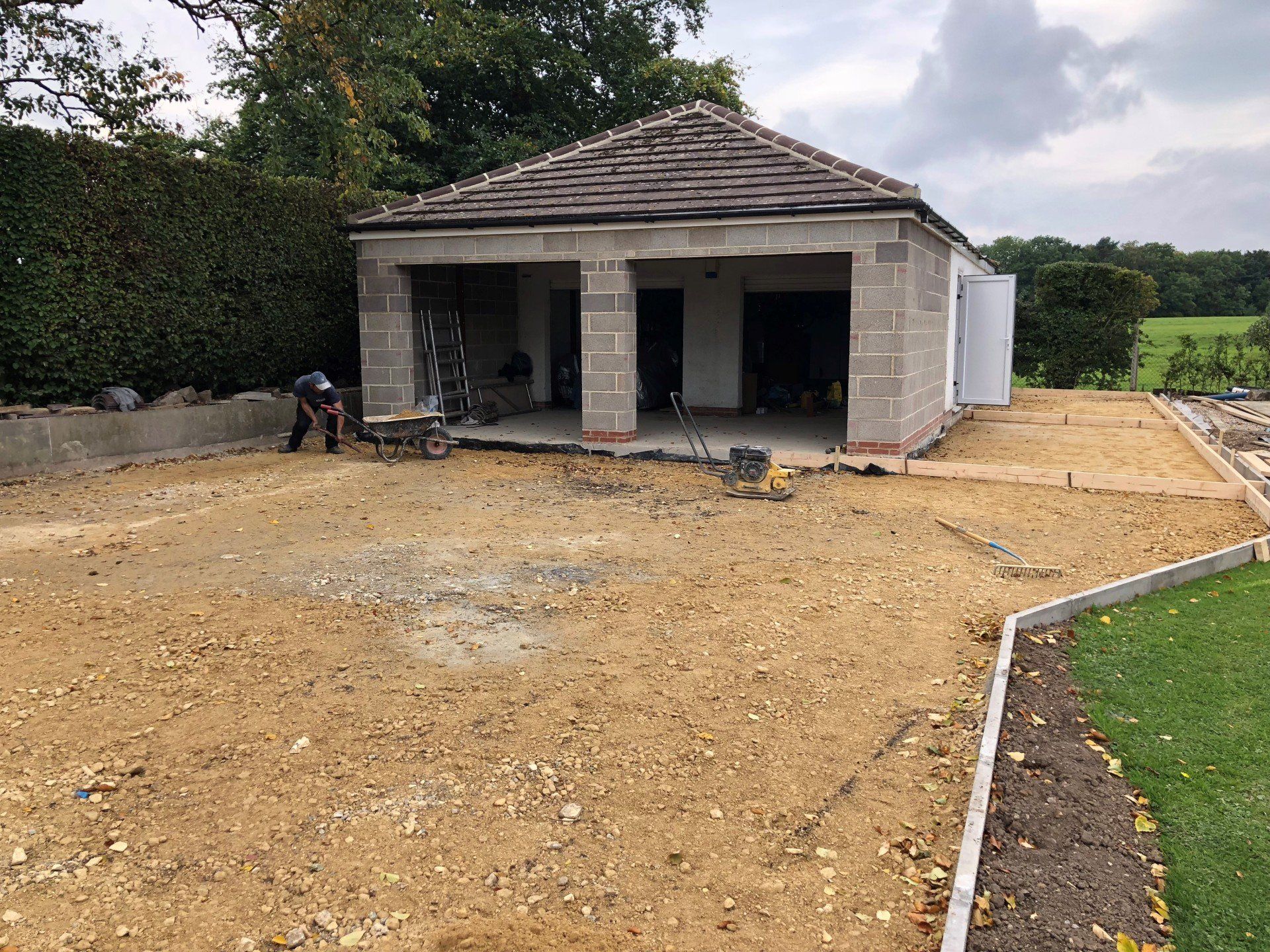 Double garage - during