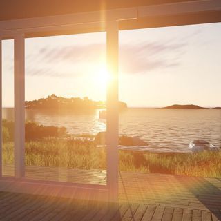 Interior With Glass Doors — Residential glass in Hyannis, MA