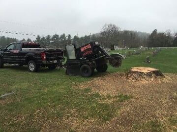 Positioning the stump grinder — Tree Stump Grinding in Lunenburg, MA