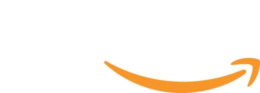 A close up of an amazon logo on a white background.