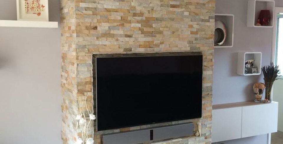TV mounted on a wall