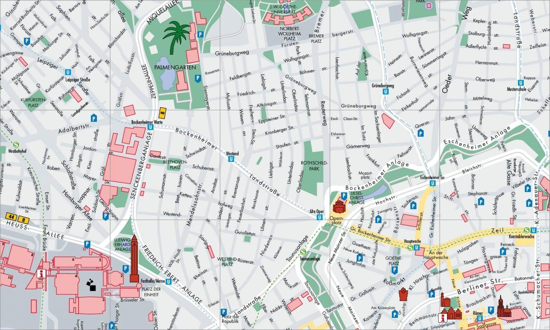Eine Karte einer Stadt mit einer Palme in der Mitte