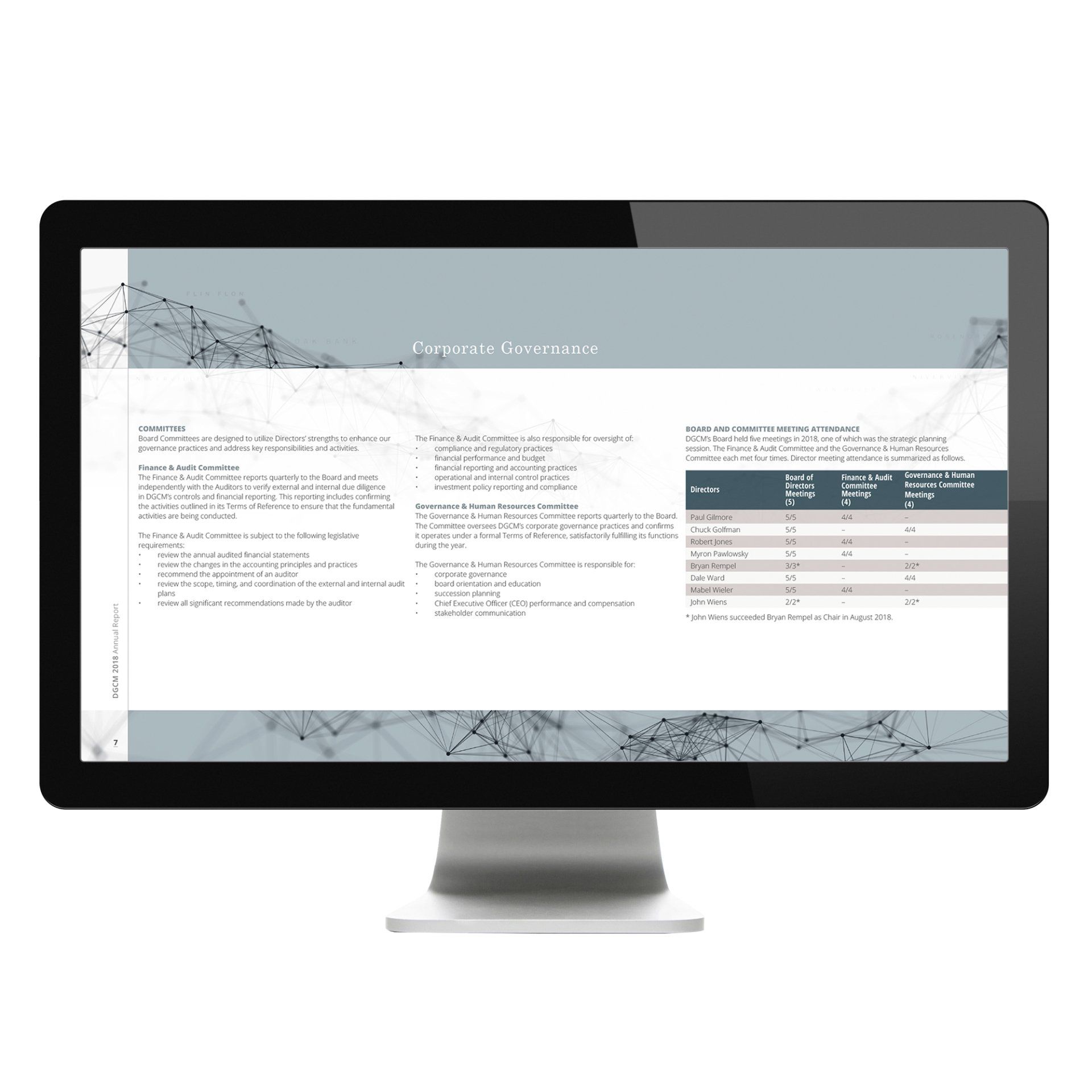 Computer screen displaying a document with text and a table; light blue and gray colors.