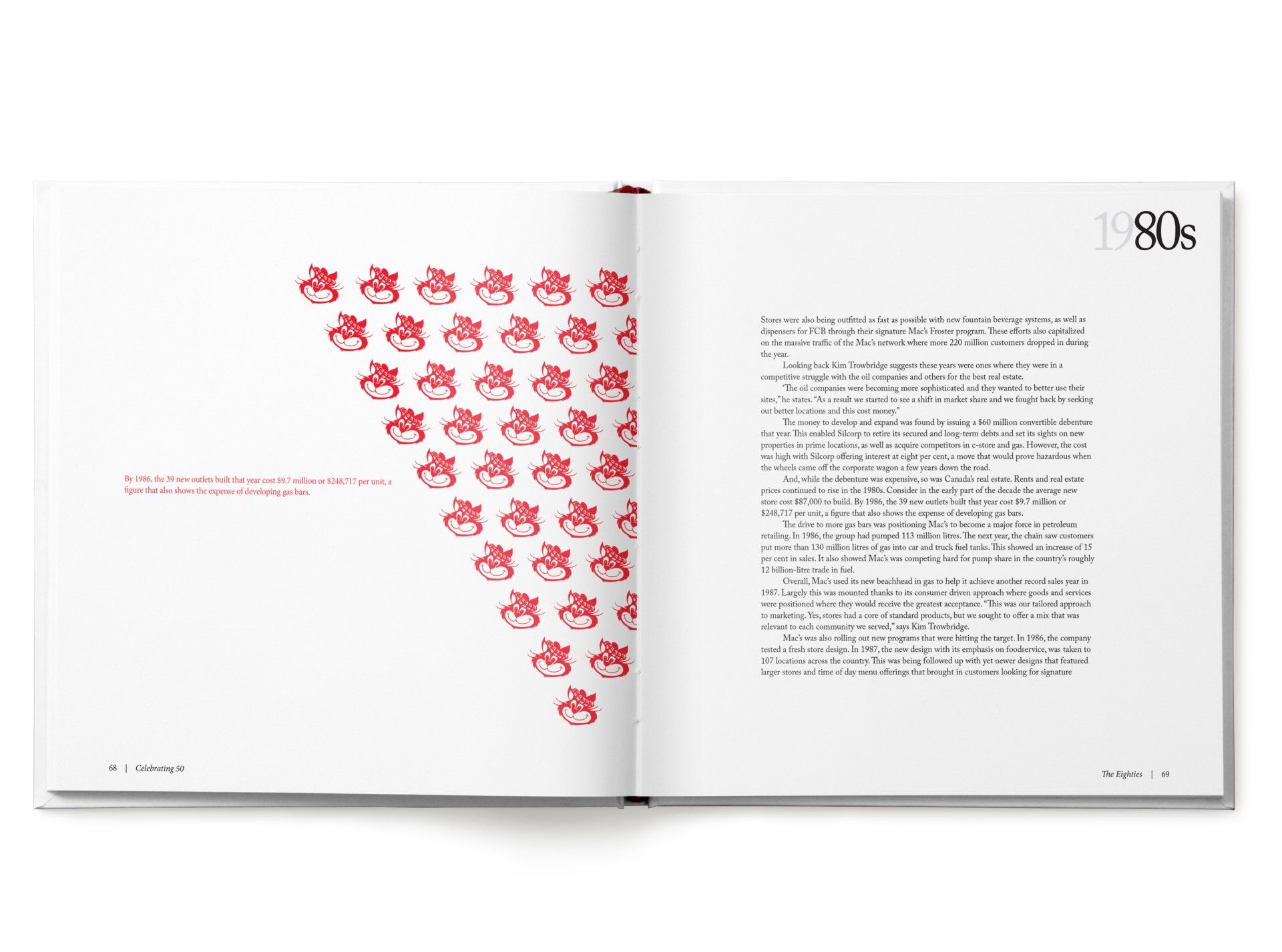 Open book: Left page with red apple icons, right with text labeled 