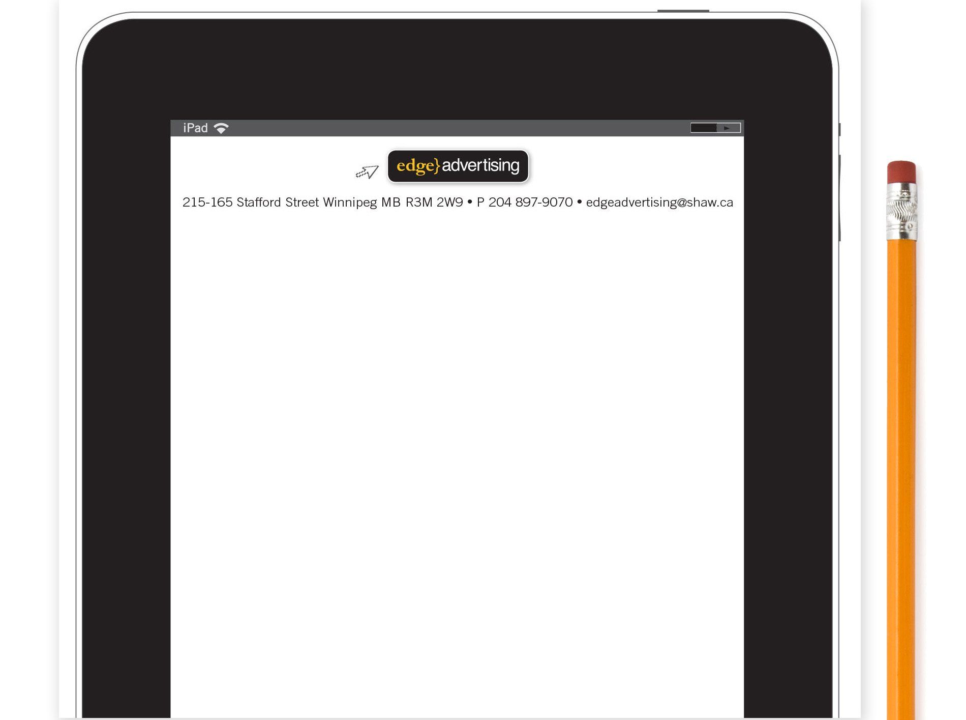 Tablet displaying text on screen, next to a pencil.