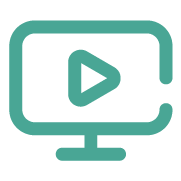 Ícono de televisor con símbolo de reproducción que representa televisión por cable en la habitación.