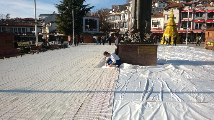 Weiße Matten Kühlsystem Eislauffläche