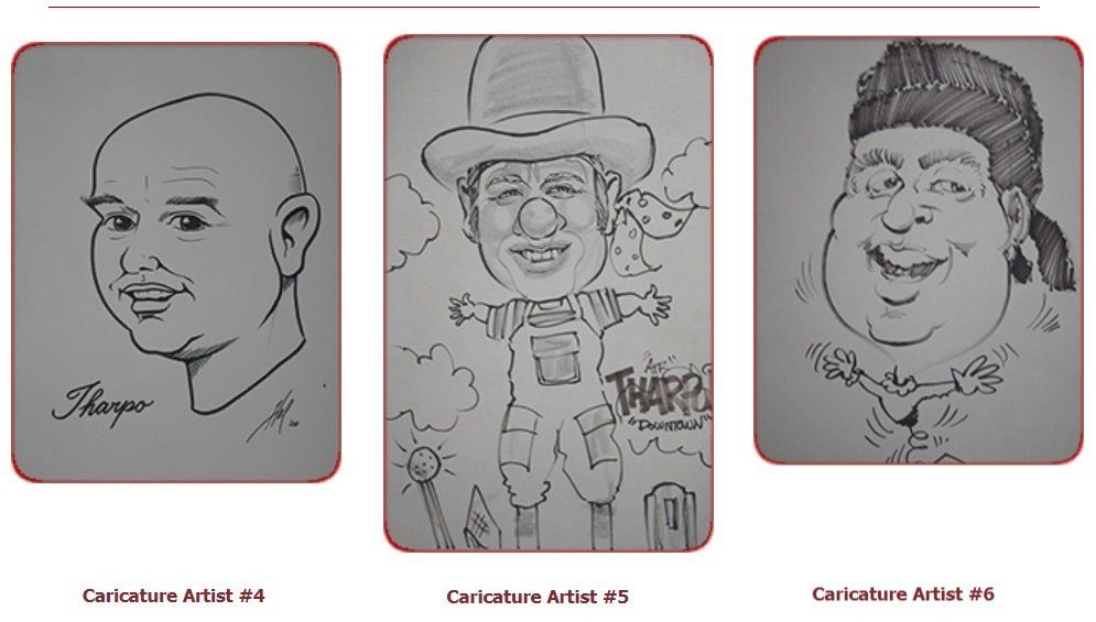 Three drawings of a man in a cowboy hat