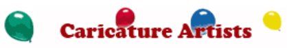 A logo for caricature artists with balloons in the background
