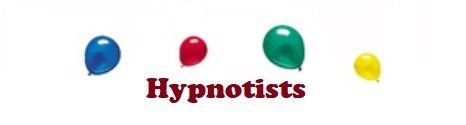 A logo for hypnotists with three colorful balloons