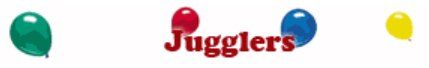 Jugglers logo with three balloons on a white background