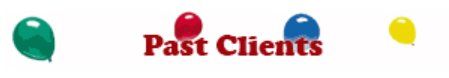 A logo for past clients with balloons in the background