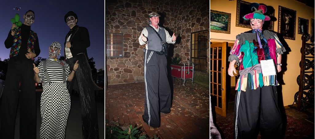 A collage of three pictures of people in costumes