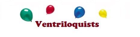 A logo for ventriloquists with three balloons on a white background
