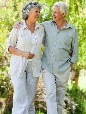 elder couple walking