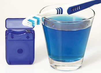 toothbrush and mouthrinse