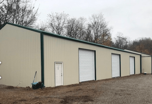 Completed metal building workspace