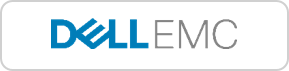 The dell emc logo is blue and white on a white background.