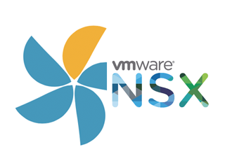 A logo for vmware nsx with a blue flower