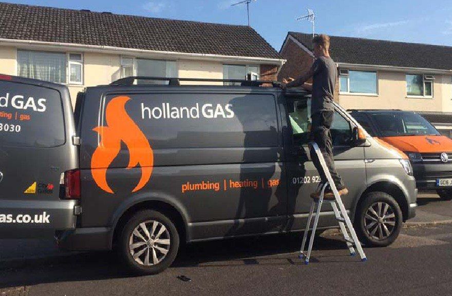 Company car with plumbing equipments