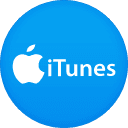 The itunes logo is on a blue circle.