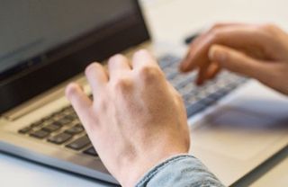 typing on keyboard
