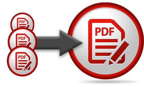 Multiple PDF files merging into a single, edited PDF file.