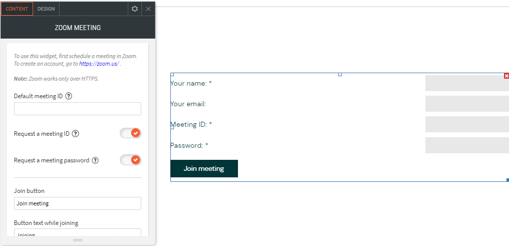 A screenshot of a website with a form on it.