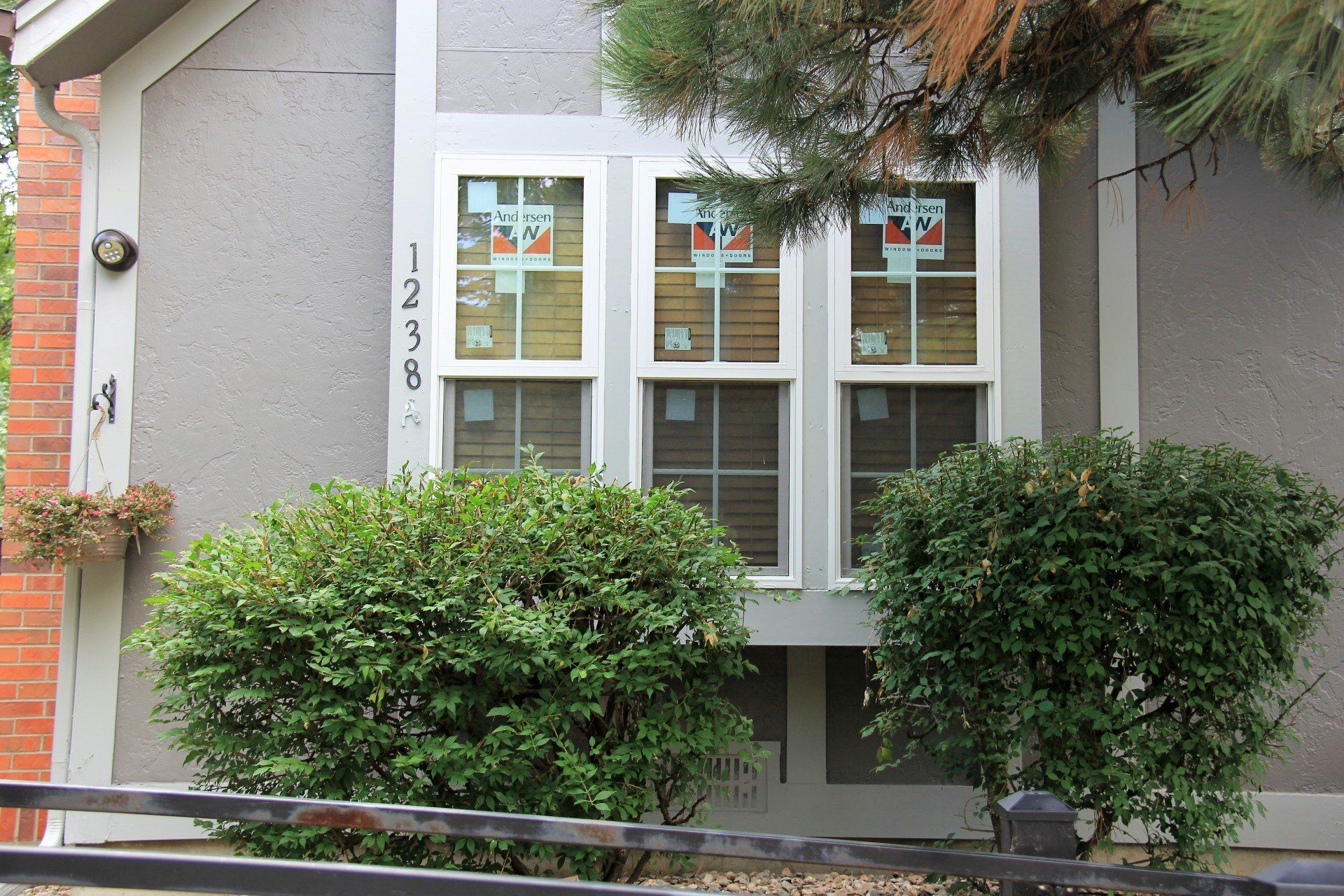 Close up of three tall windows side-by-side.