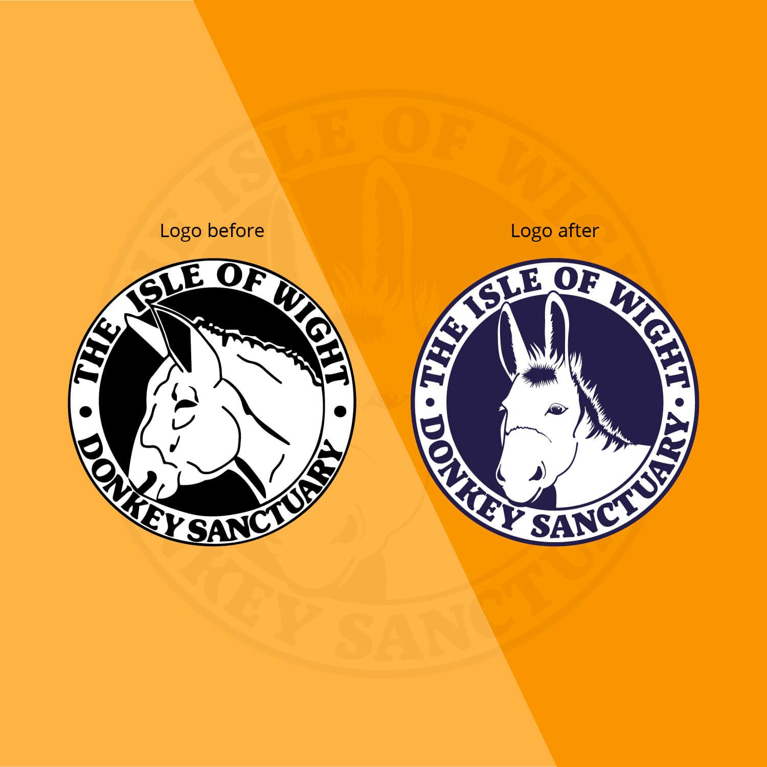 Logo refresh for the Isle of Wight Donkey Sanctuary, branding designed by MooksGoo
