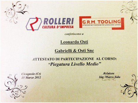 attestato partecipazione di leonardo Osti