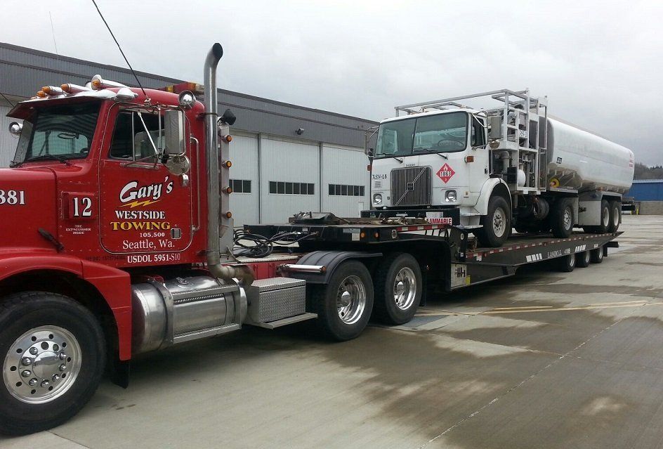 Towing White Truck — Seattle, WA — Gary's Westside Towing