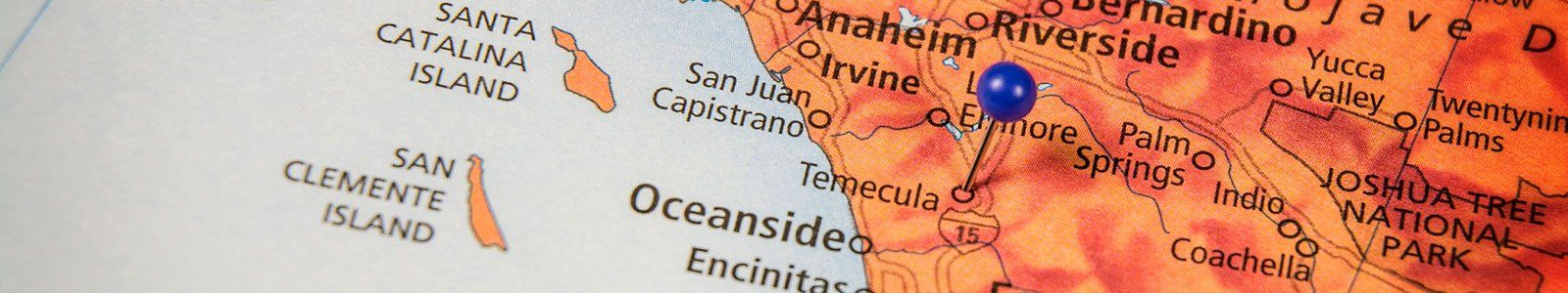 A map with a pin in Temecula, CA.