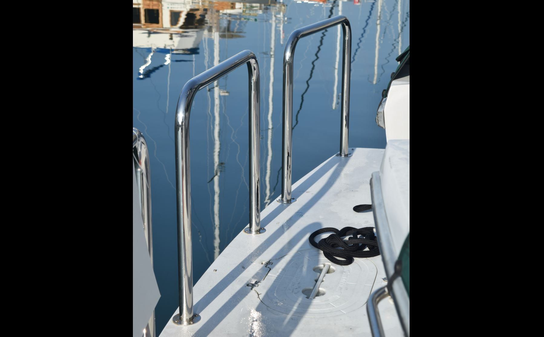 Swim platform staple rails.
