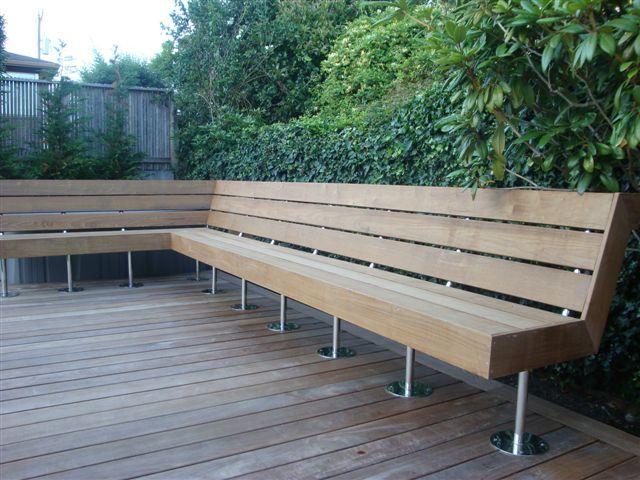 Stainless steel bench support frame by Tanner Manufacturing.