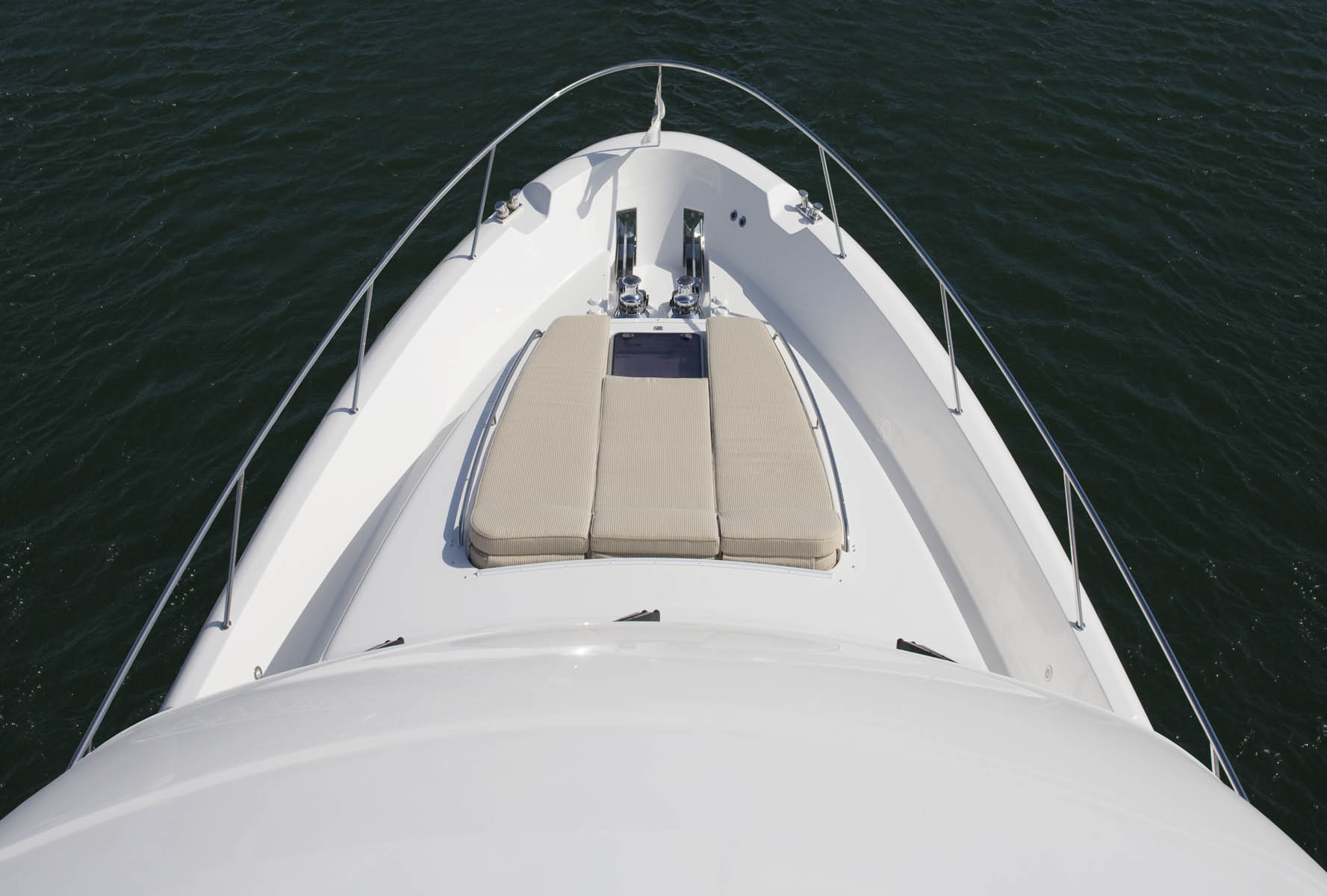 Stainless steel bow rail by Tanner Manufacturing.