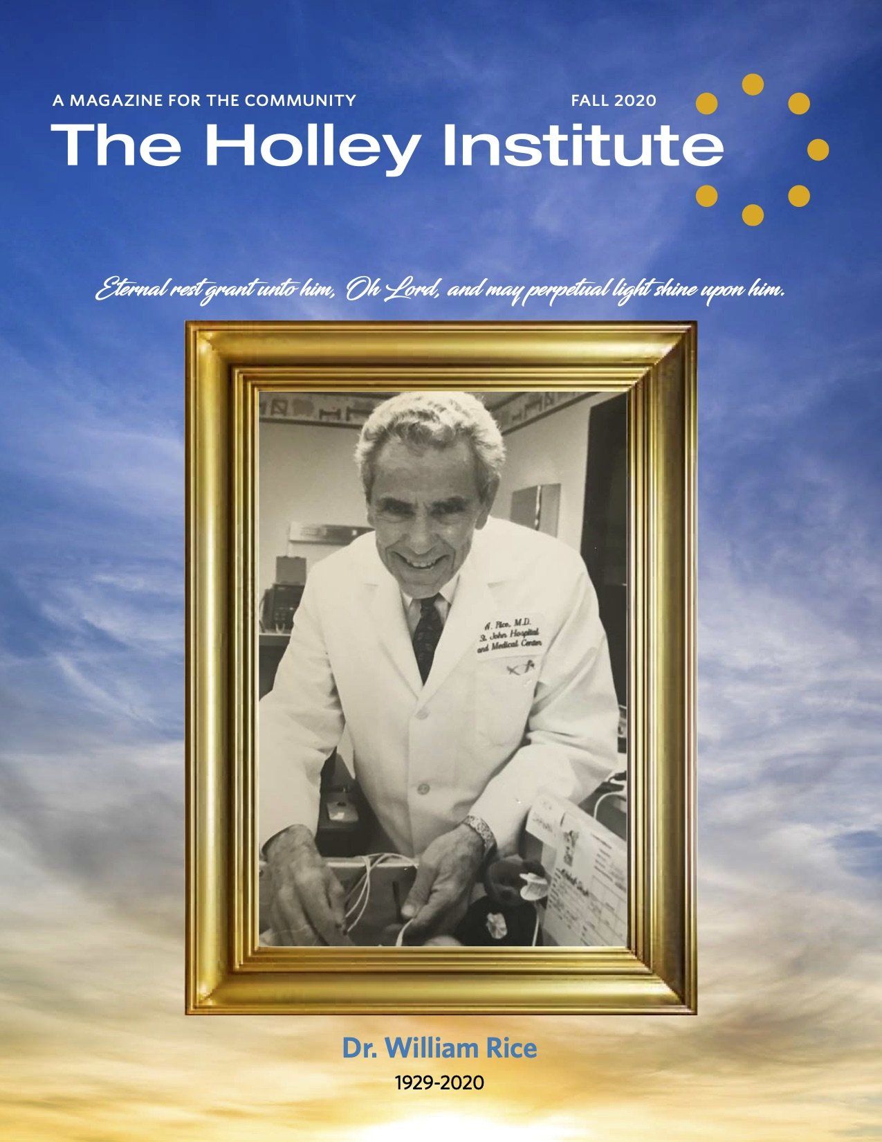 Magazine cover with Dr. Rice
