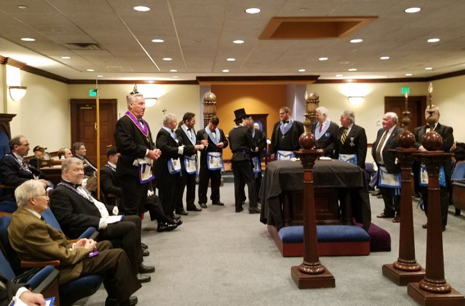 Handing out Lodge Pins to Ephrata Lodge