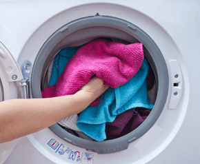 Putting the washing in