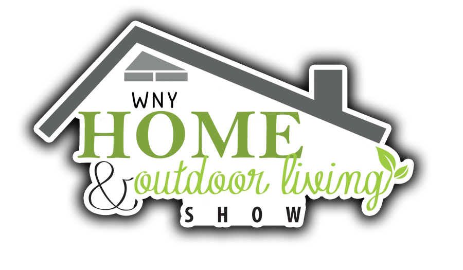 Logo for the WNY Home & Outdoor Living Show with green text and a gray house outline.
