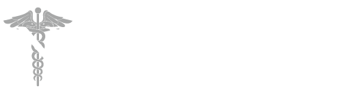 A caduceus medical symbol with wings and snakes on a white background.