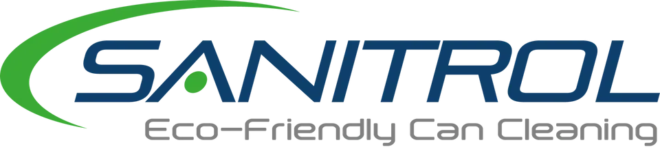 Logo for Sanitrol with a green arch and the text 