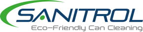 Logo for Sanitrol with a green arch and the text