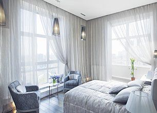 white curtains