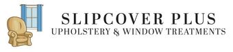 The logo for slipcover plus upholstery and window treatments