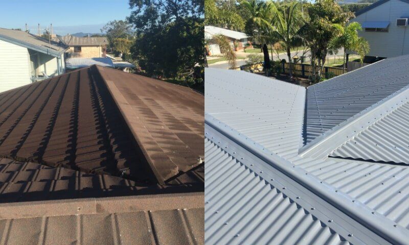 Before and after decramastic tile re-roof