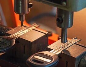 Locksmith Services — Two Silver Keys On Machine in Port Charlotte, FL Locksmith Services — Two Silver Keys On Machine in Port Charlotte, FL