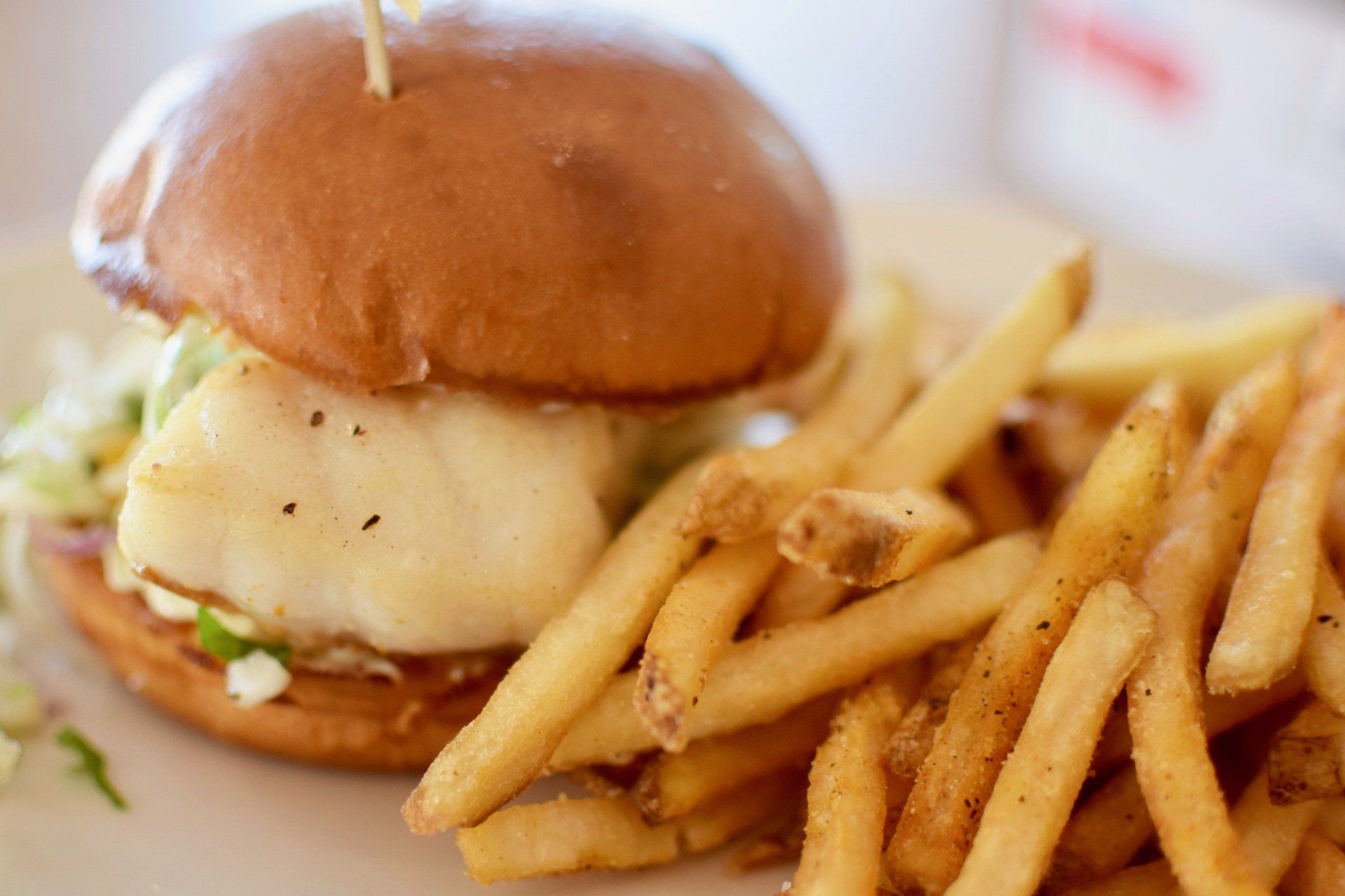 Burger with melted cheese and fries on a plate